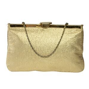 Women's VINTAGE Purse Gold 60's Formal Handbag Wedding Evening Bag Gold Frame